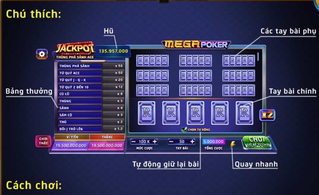 Hướng dẫn chơi Mega Poker trên Rikvip
